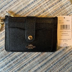 Black Coach attachment card case NWT